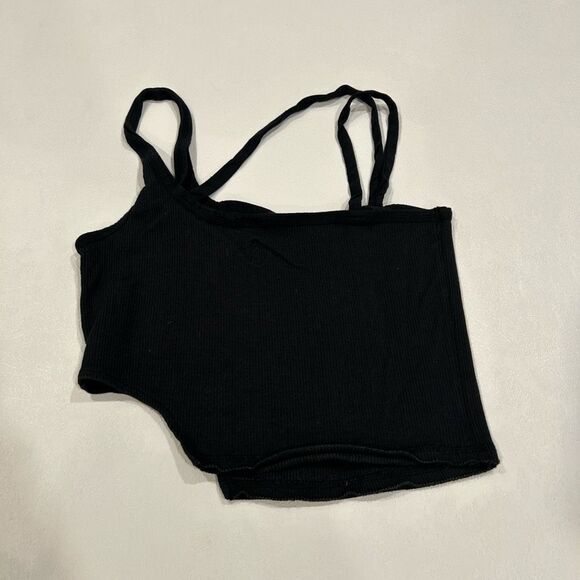 FP Movement Black Ribbed Double Strap Crop Cami Tank Top Small - Picture 2 of 6